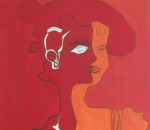 Rood zonder titel - 60 by 60 cm - acryl